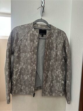 Banana Republic Silver Lace-Effect Zip Jacket